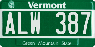 VT license plate ALW387