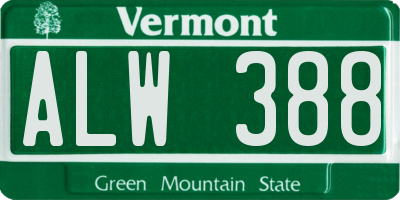 VT license plate ALW388