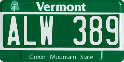 VT license plate ALW389