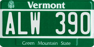 VT license plate ALW390