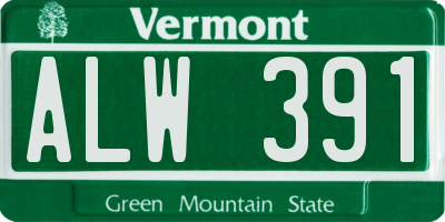 VT license plate ALW391