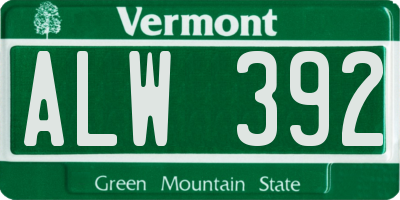 VT license plate ALW392