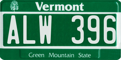 VT license plate ALW396