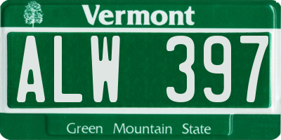 VT license plate ALW397