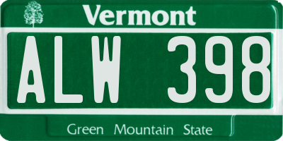 VT license plate ALW398