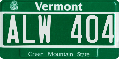 VT license plate ALW404