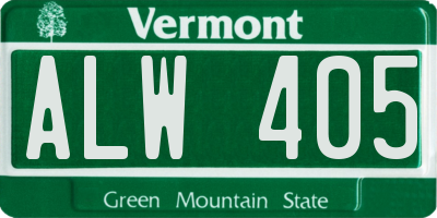 VT license plate ALW405