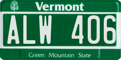 VT license plate ALW406