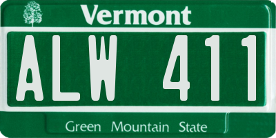 VT license plate ALW411