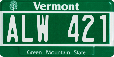 VT license plate ALW421