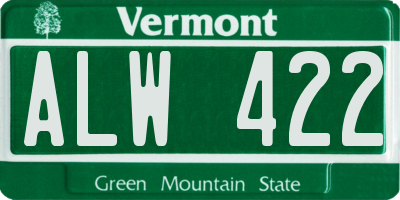 VT license plate ALW422