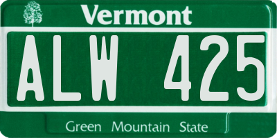 VT license plate ALW425
