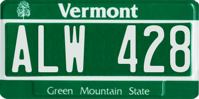 VT license plate ALW428