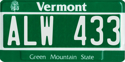 VT license plate ALW433