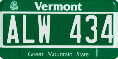 VT license plate ALW434