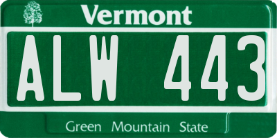 VT license plate ALW443