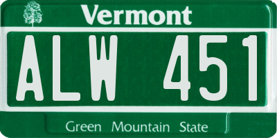 VT license plate ALW451