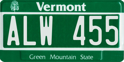 VT license plate ALW455