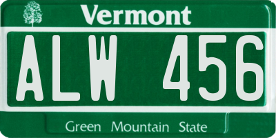 VT license plate ALW456