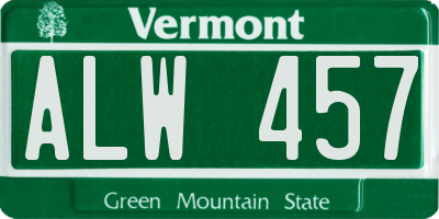 VT license plate ALW457