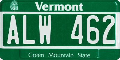 VT license plate ALW462