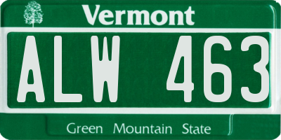 VT license plate ALW463
