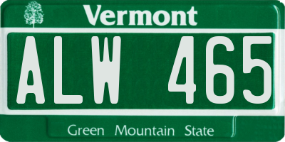 VT license plate ALW465