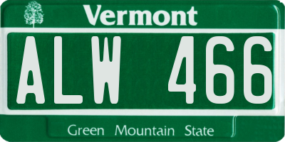 VT license plate ALW466