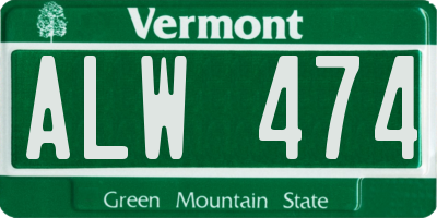 VT license plate ALW474