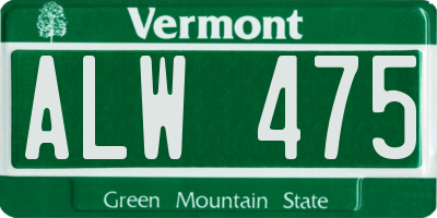 VT license plate ALW475