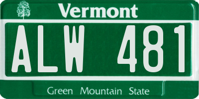 VT license plate ALW481