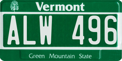 VT license plate ALW496