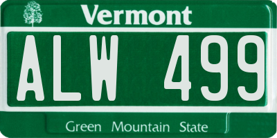 VT license plate ALW499