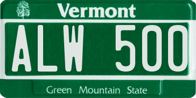 VT license plate ALW500