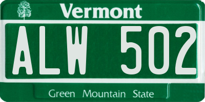 VT license plate ALW502