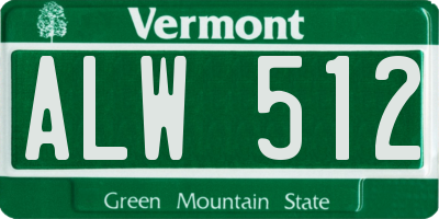 VT license plate ALW512
