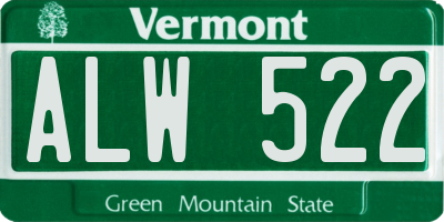 VT license plate ALW522