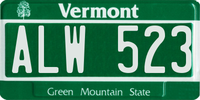 VT license plate ALW523