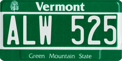 VT license plate ALW525