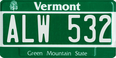 VT license plate ALW532