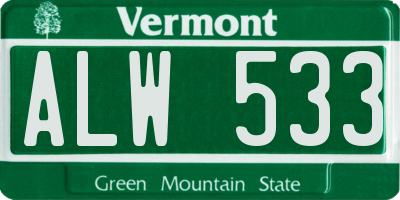 VT license plate ALW533