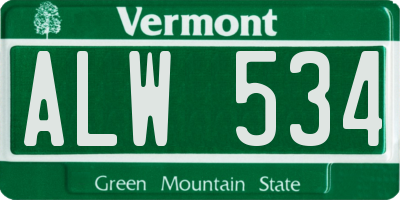 VT license plate ALW534