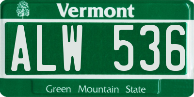 VT license plate ALW536