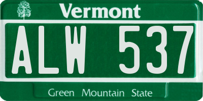 VT license plate ALW537