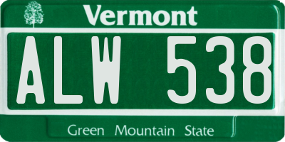 VT license plate ALW538