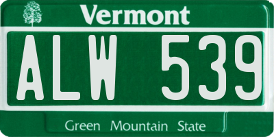 VT license plate ALW539