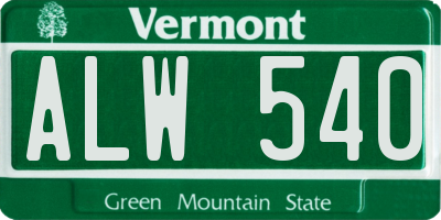 VT license plate ALW540