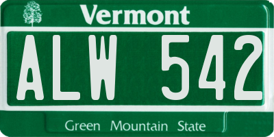 VT license plate ALW542