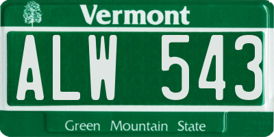 VT license plate ALW543