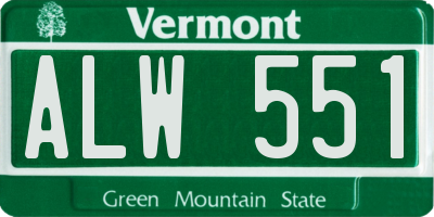 VT license plate ALW551
